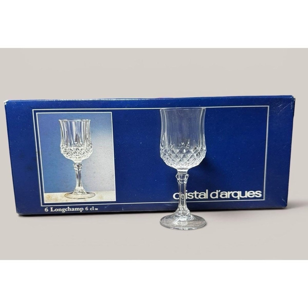 Vintage Cristal D'Arques Longchamp Lead Crystal Cordial Glasses Set of 6